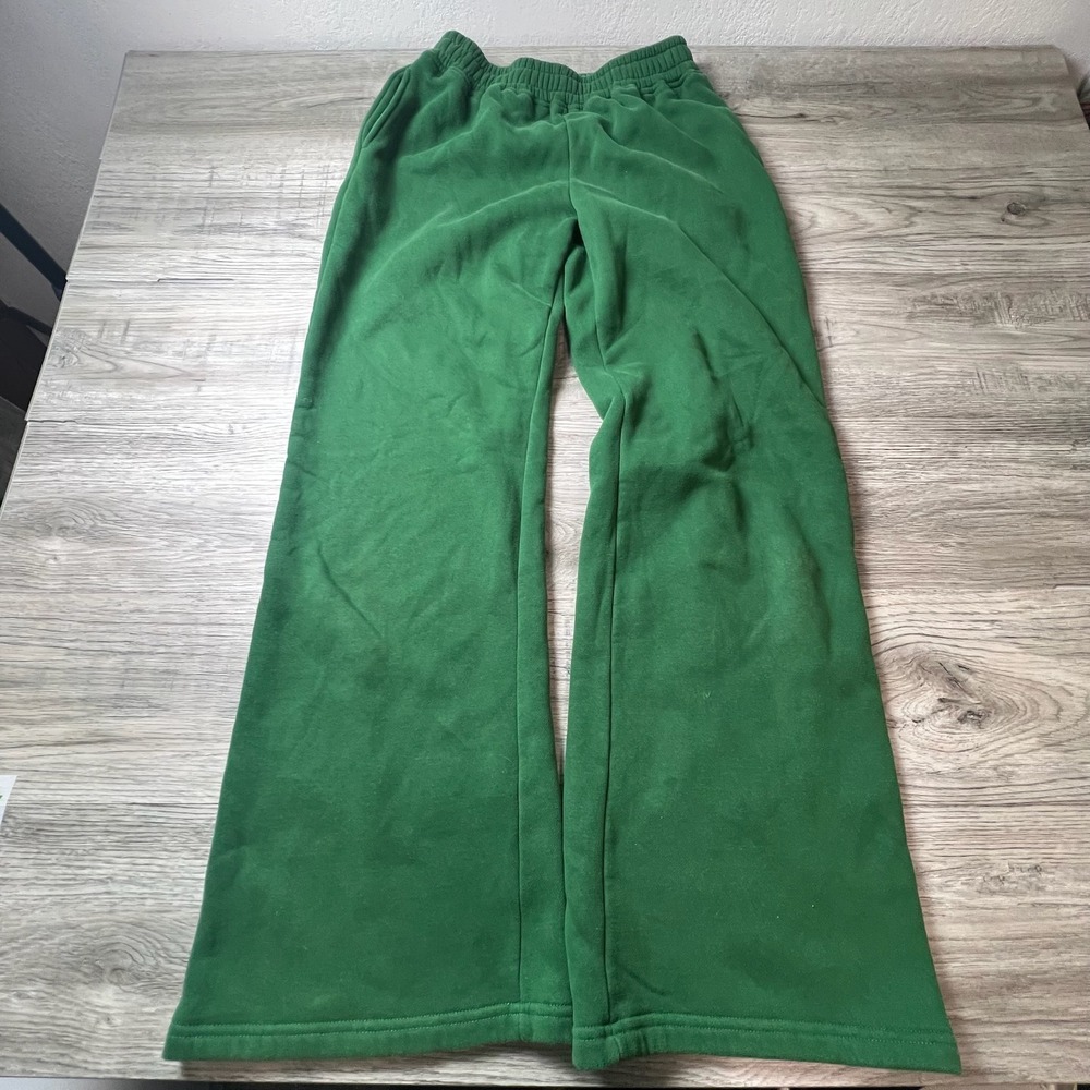 Bailey Rose Sweatpants Women S Green Wide Leg Flare Fleece Lined Joggers Lounge